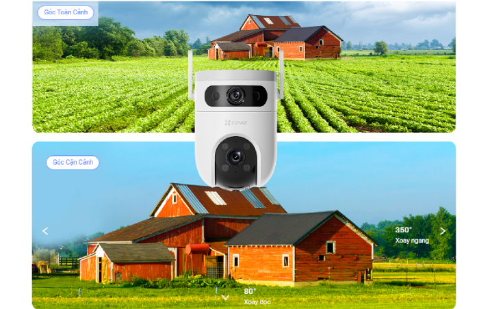 Camera 2 ống kính cho góc quan sát rộng, view toàn cảnh hoàn hảo