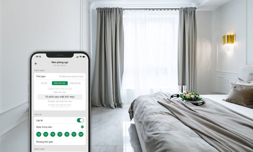 Hẹn giờ đóng/ mở rèm thông minh