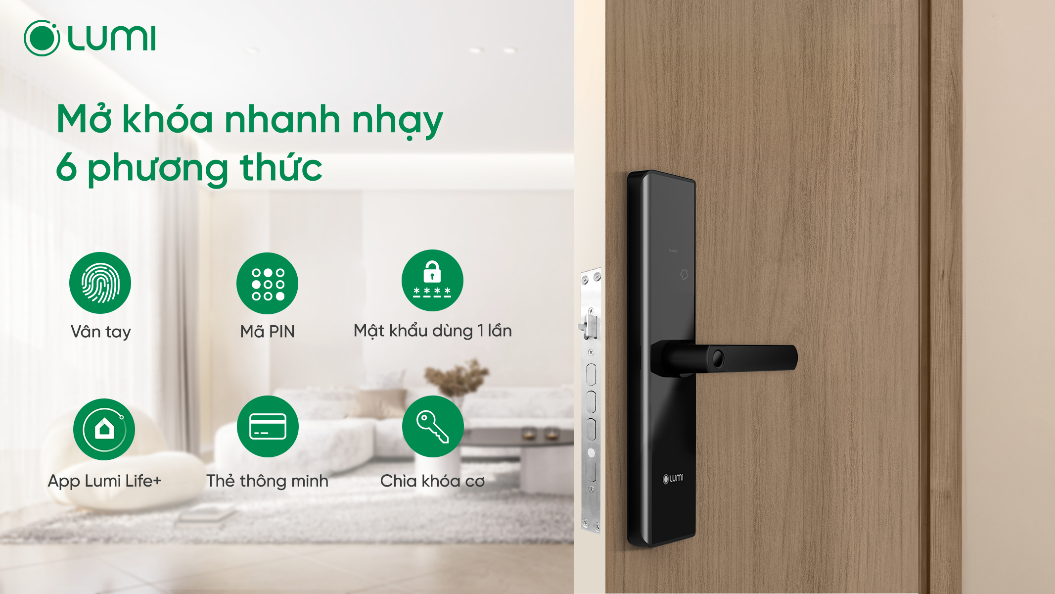 Khóa thông minh Lumi - Mở khóa nhanh nhạy 6 phương thức